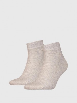 Beige Calvin Klein 2 Pack Ankle Men Socks | XQOG-79523