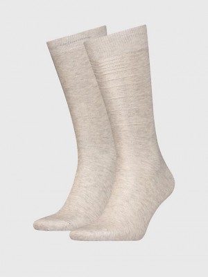 Beige Calvin Klein 2 Pack Organic Cotton Crew Men Socks | HUTJ-50274