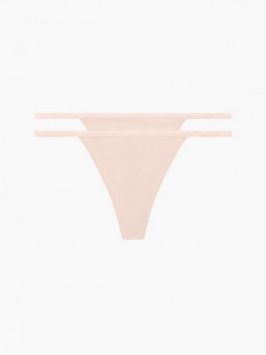 Beige Calvin Klein 2 Pack - CK One Women Thong | KDQH-03819