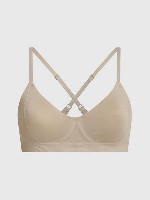 Beige Calvin Klein Bonded Flex Women Bra | FCTI-31642