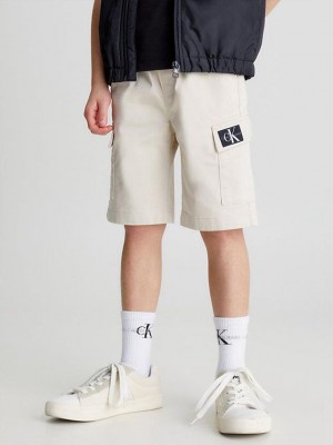 Beige Calvin Klein Cargo Boys's Shorts | KPLI-17925
