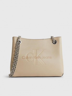 Beige Calvin Klein Convertible Shoulder Women Bags | CNAP-06594