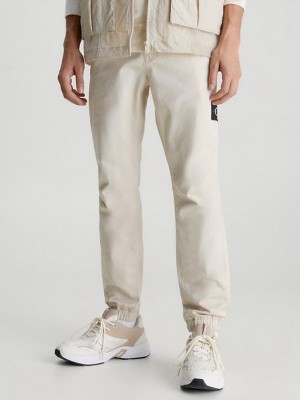 Beige Calvin Klein Cotton Twill Skinny Chinos Men Pants | GDOH-65710