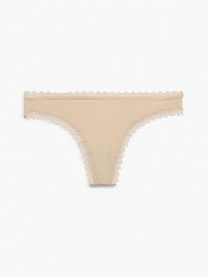 Beige Calvin Klein Flirty Women Thong | INXQ-76029