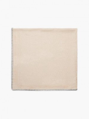 Beige Calvin Klein Logo Jacquard Women Scarf | FYLI-38490