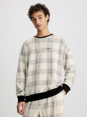 Beige Calvin Klein Lounge Men Sweatshirt | XPDA-70348
