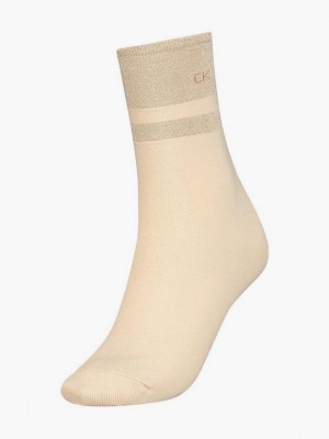 Beige Calvin Klein Lurex Gift Box Women Socks | PDTA-70231