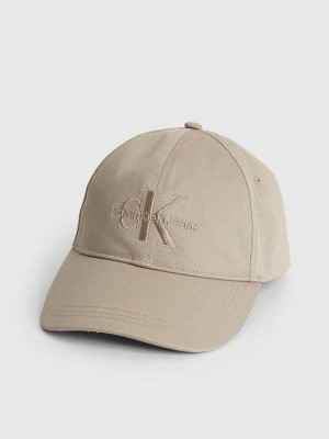 Beige Calvin Klein Organic Cotton Twill Women Cap | LEAV-40768