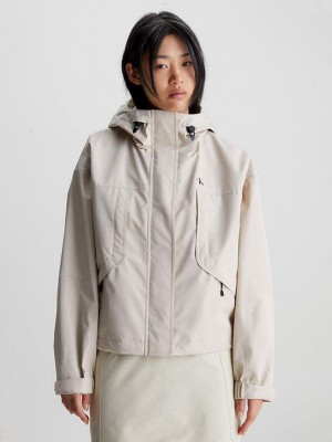 Beige Calvin Klein Oversized Waterproof Women Jacket | UTPS-24783