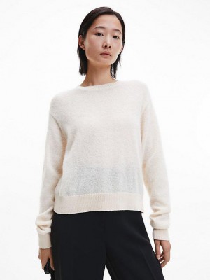 Beige Calvin Klein Relaxed Alpaca Jumper Women Sweater | NFXO-60185