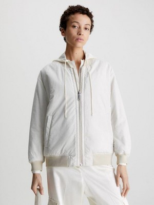 Beige Calvin Klein Relaxed Bomber Women Jacket | EKRN-52879