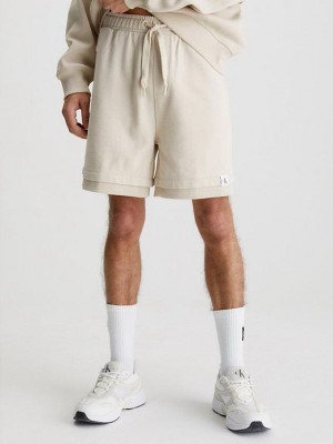 Beige Calvin Klein Relaxed Jogger Men Shorts | IDJV-62019