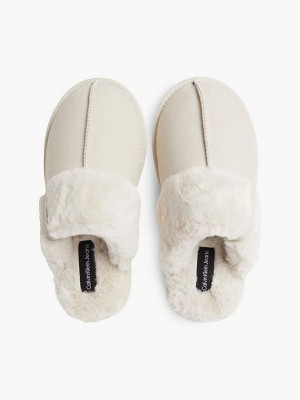 Beige Calvin Klein Slippers Women Slippers | RHSC-70248