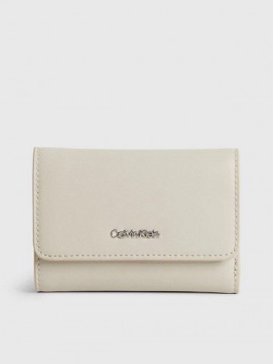 Beige Calvin Klein Small Recycled Rfid Trifold Women Wallet | CYTR-90862