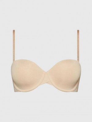 Beige Calvin Klein Strapless Women Bra | TCAP-07423