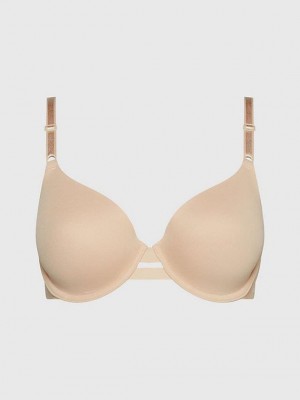 Beige Calvin Klein T-Shirt - Invisibles Women Bra | TDHZ-92807