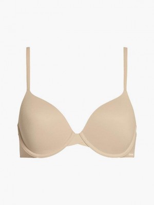 Beige Calvin Klein T-Shirt - Perfectly Fit Flex Women Bra | BVCL-25137