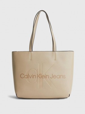 Beige Calvin Klein Tote Women Bags | HSZY-84712