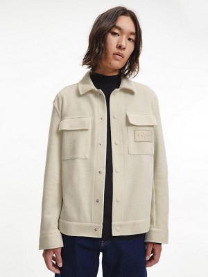 Beige Calvin Klein Velvet Corduroy Men Jacket | FCIM-71520