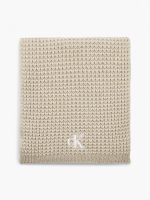 Beige Calvin Klein Waffle Knit Women Scarf | HIKF-18623