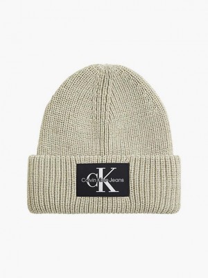 Beige Calvin Klein Wool Blend Women Beanie | NQDK-70139