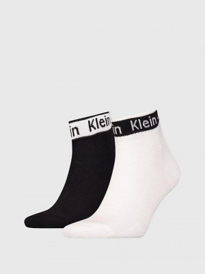 Black Calvin Klein 2 Pack Ankle Men Socks | KJSM-12794