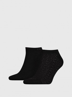 Black Calvin Klein 2 Pack Ankle Men Socks | NKQP-47861
