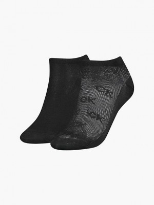 Black Calvin Klein 2 Pack Ankle Women Socks | RMSC-15839