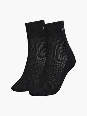 Black Calvin Klein 2 Pack Ankle Women Socks | PSWG-61957