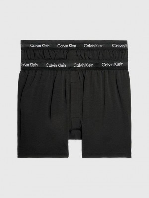 Black Calvin Klein 2 Pack Boxers - Cotton Stretch Men Briefs | BSJP-12508