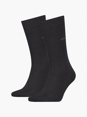 Black Calvin Klein 2 Pack Classic Crew Men Socks | GOEP-80324