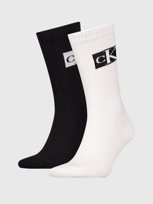 Black Calvin Klein 2 Pack Crew Men Socks | RLSG-56782