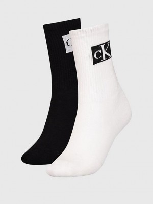 Black Calvin Klein 2 Pack Crew Women Socks | DJLI-25607