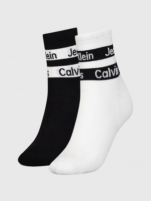 Black Calvin Klein 2 Pack Crew Women Socks | OQLB-91257