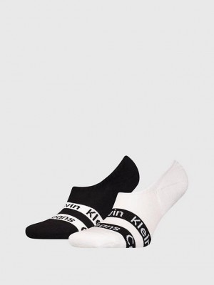 Black Calvin Klein 2 Pack Invisible Men Socks | OZJE-90482