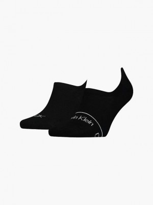 Black Calvin Klein 2 Pack Invisible Men Socks | QNBU-32450