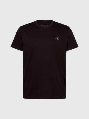 Black Calvin Klein 2 Pack Organic Cotton Men T-Shirt | NIJG-05762