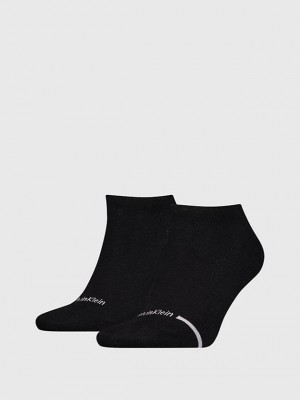 Black Calvin Klein 2 Pack Performance Invisible Men Socks | QLUM-21948