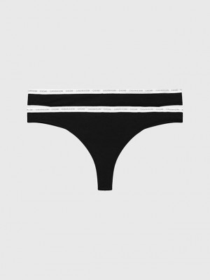 Black Calvin Klein 2 Pack - CK One Women Thong | FDZI-53748