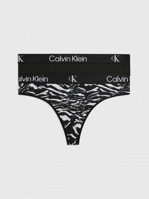 Black Calvin Klein 2 Pack - Ck96 Women Thong | CJZU-98364