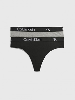 Black Calvin Klein 2 Pack - Ck96 Women Thong | QIUG-61058