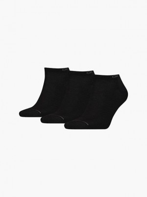 Black Calvin Klein 3 Pack Ankle Men Socks | QBUI-26385