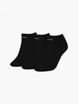 Black Calvin Klein 3 Pack Ankle Women Socks | IGRB-82519