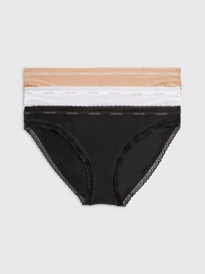 Black Calvin Klein 3 Pack Bikini - Bottoms Up Women Briefs | GDVN-15023