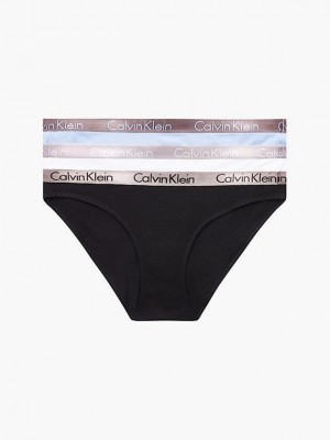 Black Calvin Klein 3 Pack Bikini - Radiant Cotton Women Briefs | TCEH-82970
