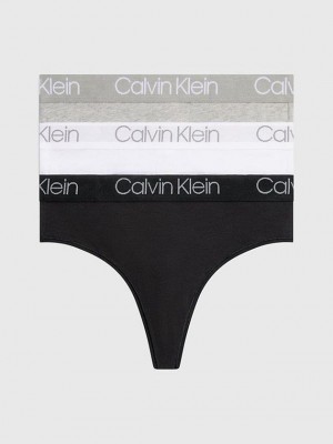 Black Calvin Klein 3 Pack High Waisted - Body Women Thong | RTUZ-74160