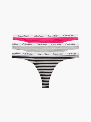 Black Calvin Klein 3 Pack - Carousel Women Thong | RSZQ-28591