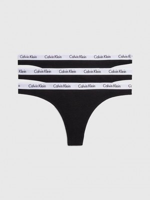Black Calvin Klein 3 Pack - Carousel Women Thong | NQAO-93502