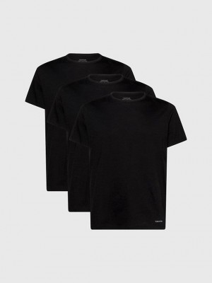 Black Calvin Klein 3 Pack - Cotton Classics Men T-Shirt | KYLF-01596