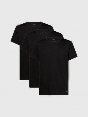 Black Calvin Klein 3 Pack - Cotton Classics Men T-Shirt | HVSC-38279